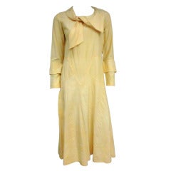 1920's Silk Day Dress with Incredible Seaming, Collar and Belt