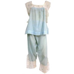 1920's "Ingenue" Cotton Voile and Lace Pajama Set