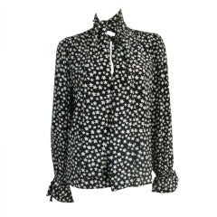 Yves Saint Laurent Silk "Star" Blouse w/ Necktie