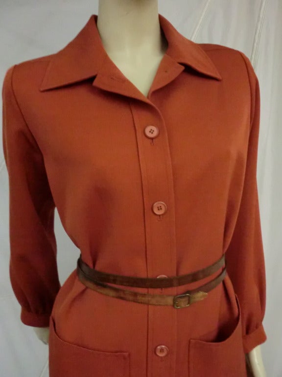 Brown Yves Saint Laurent 1970's Suit in Wool Gabardine