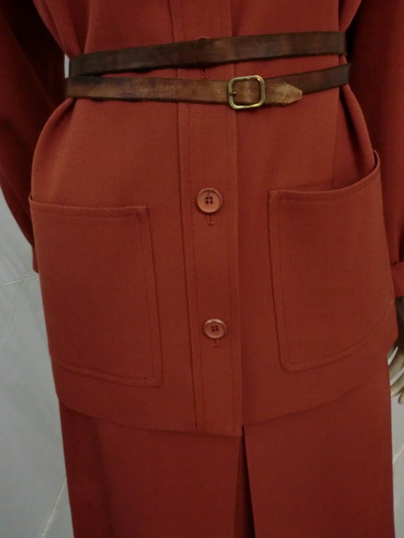 Yves Saint Laurent 1970's Suit in Wool Gabardine In Excellent Condition In Gresham, OR