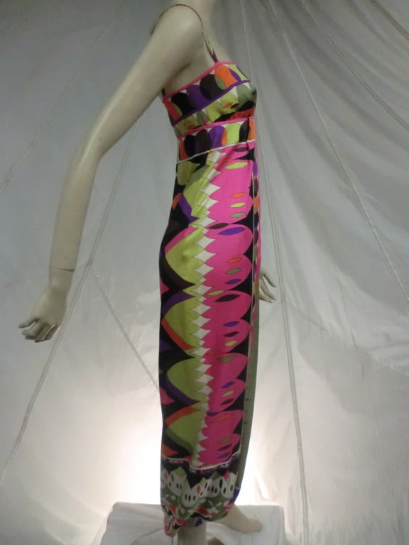 Brown 1960's Emilio Pucci Silk Print Wrap Jumpsuit