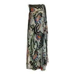 1960's Bergdorf Goodman Fabulous Printed Chiffon Column