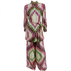 1960's Saks Fifth Avenue Sequined Psychedelic Pant Suit