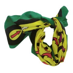 1980's Moschino Silk Jacquard Scarf "Arrow" Motif Print