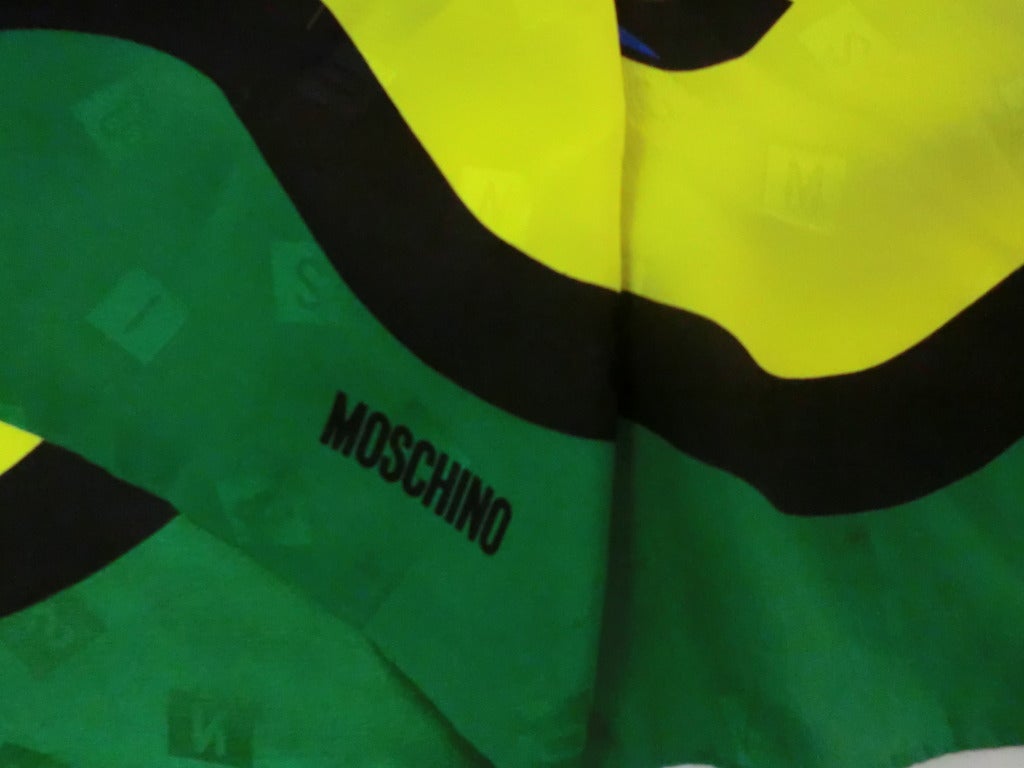 Women's or Men's 1980's Moschino Silk Jacquard Scarf 