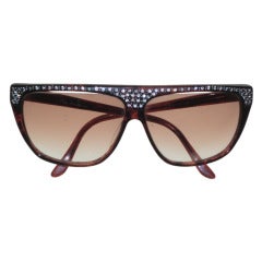 1970's Oleg Cassini Rhinestone and Faux Tortoise Sunglasses