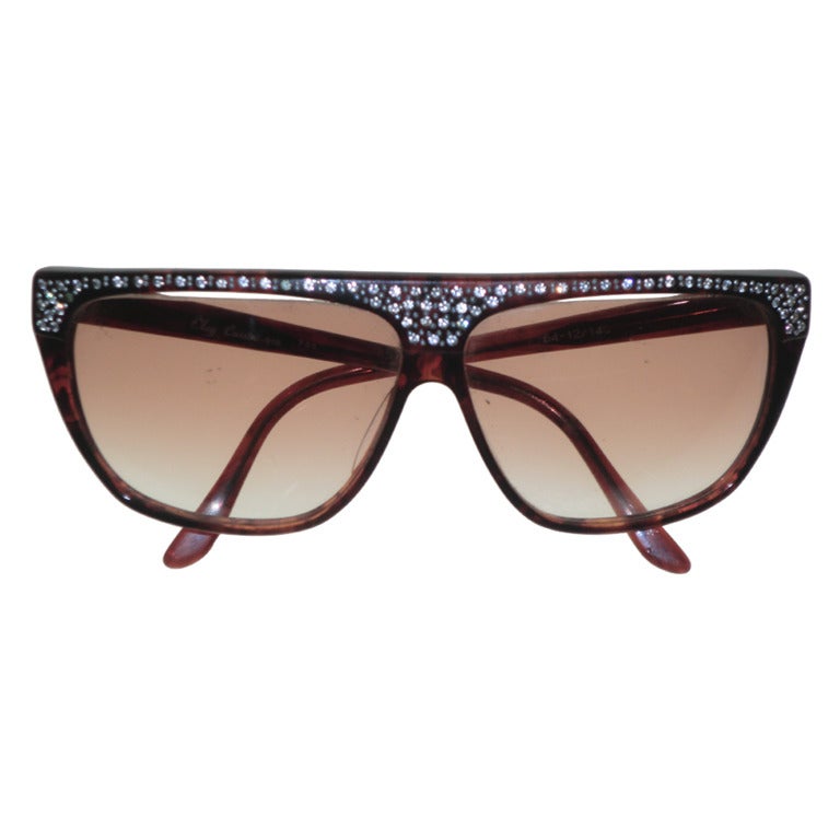 1970's Oleg Cassini Rhinestone and Faux Tortoise Sunglasses