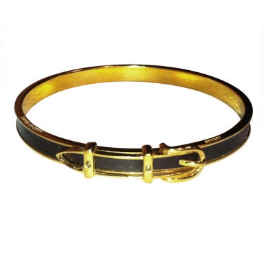 Hermes Black Swift Leather Gold Plated Collier de Chien Bracelet Size S -  Yoogi's Closet