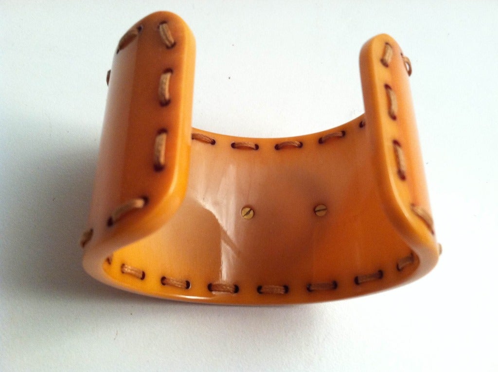 Fendi Resin Metal and Leather Horse Head Cuff In New Condition In Gresham, OR