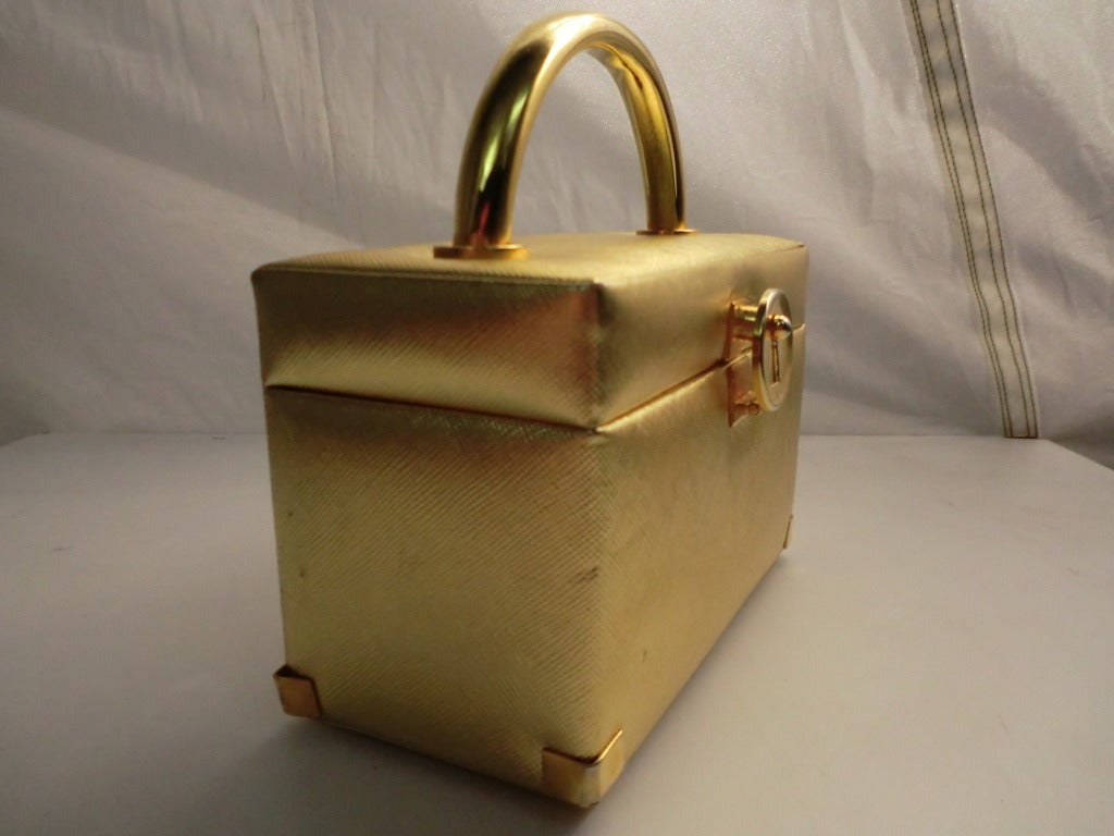 Brown 1960s Koret Textured Gold Box Bag