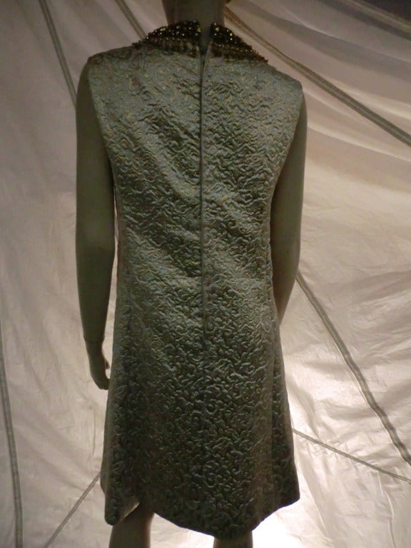 1960s Metallic Brocade Shift Dress with 
