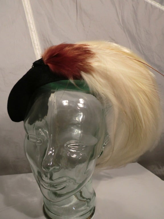 1940s Bird of Paradise Hat with Extravagant Plume 2