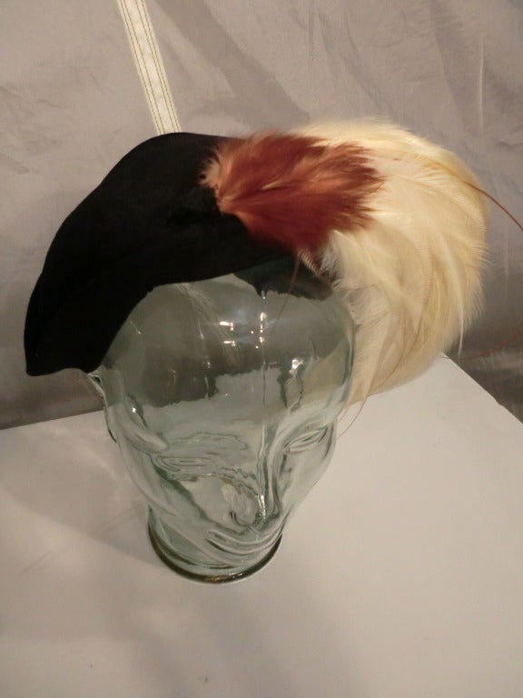 1940s Bird of Paradise Hat with Extravagant Plume 3
