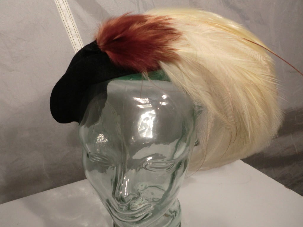 1940s Bird of Paradise Hat with Extravagant Plume