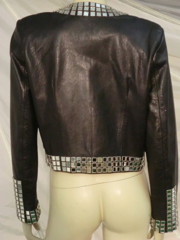 Moschino Leather Skirt Suit w/ Mirror Embellishment 1