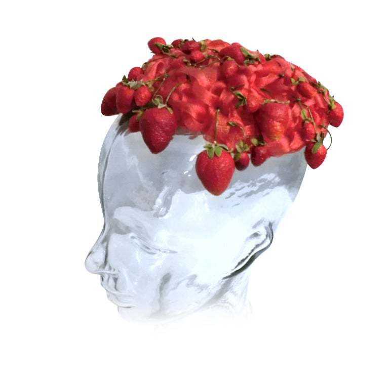 1950s Irene Strawberry Hat from I. Magnin