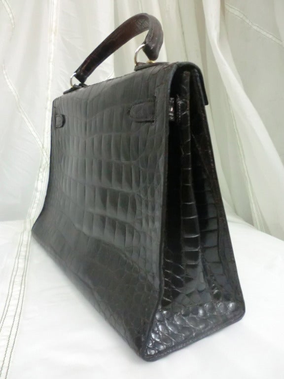 crocodile kelly bag chocolate