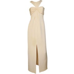 1970s Bill Blass Ivory Crepe Gown