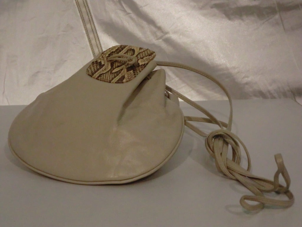 1970s Halston Leather and Snakeskin Disco Bag In Excellent Condition In Gresham, OR