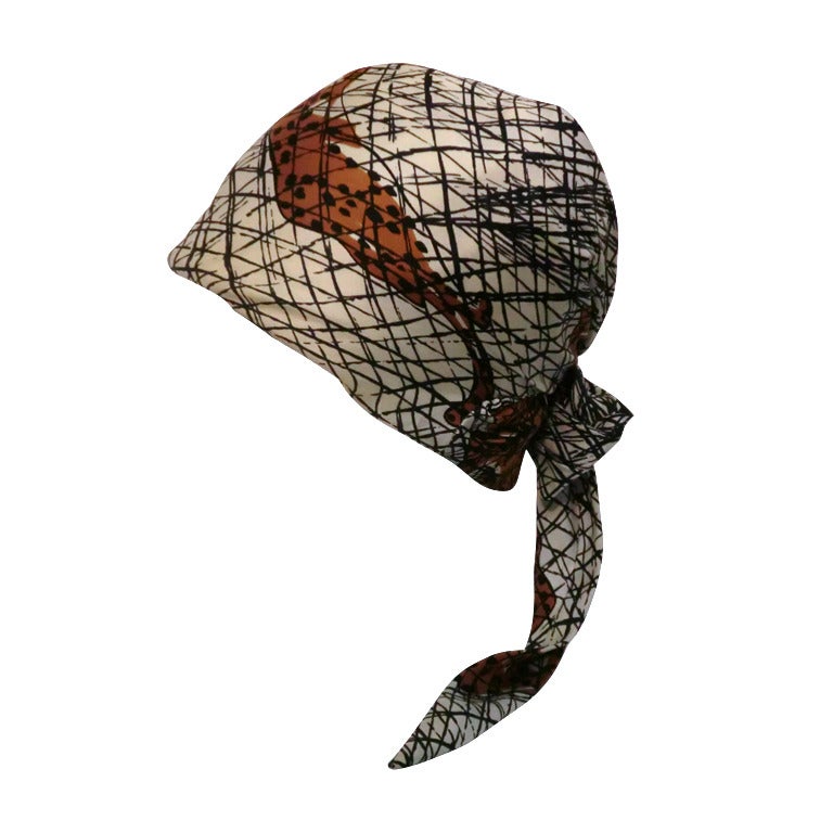 1960s B.H. Wragge Leopard Print Silk "Scarf Hat"