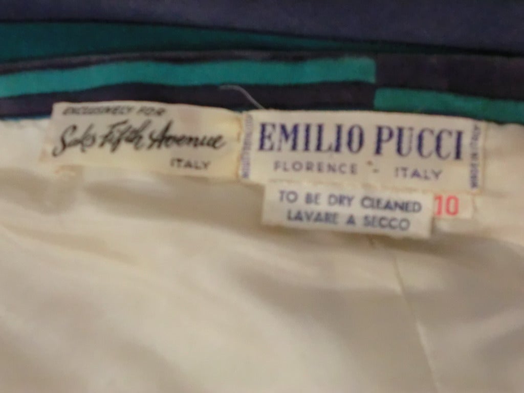 1960s Emilio Pucci Velveteen Maxi Dress in Turquoise and Geometrics 2