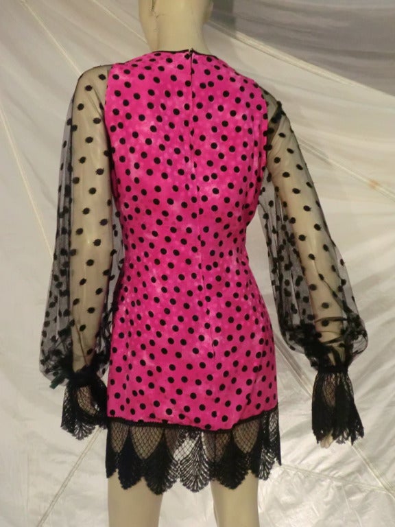 Women's 1980s Galanos Polkadot Jacquard and Lace 