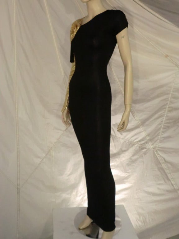 Gianfranco Ferre 1980s Asymmetrical Gold Sleeved Gown In Excellent Condition In Gresham, OR