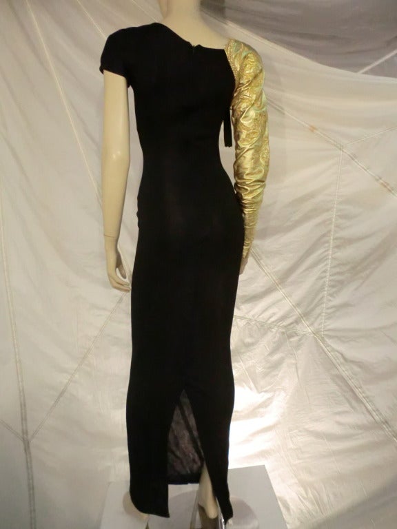 Gianfranco Ferre 1980s Asymmetrical Gold Sleeved Gown at 1stDibs