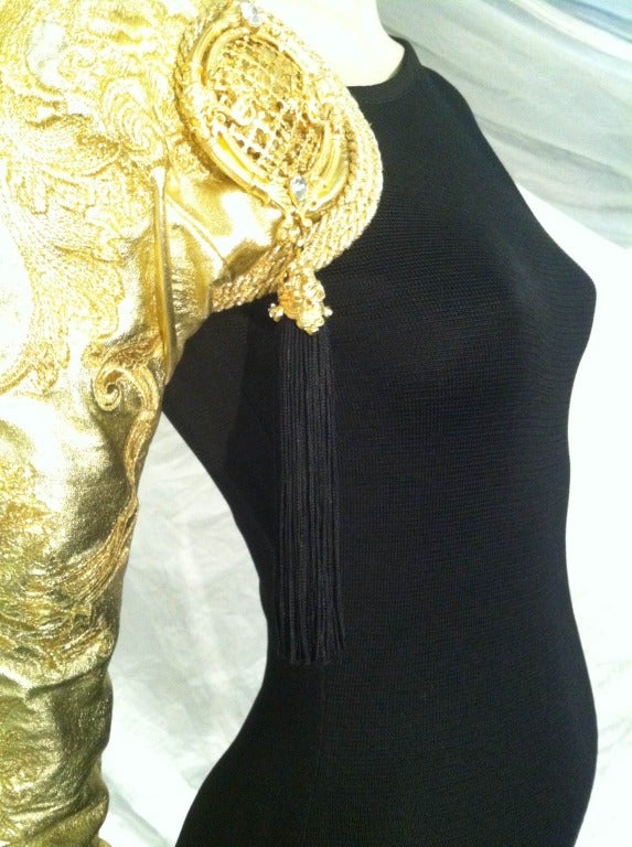 Gianfranco Ferre 1980s Asymmetrical Gold Sleeved Gown 4