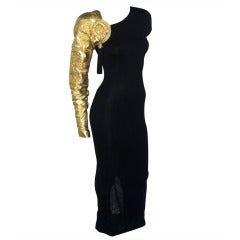 Gianfranco Ferre 1980s Asymmetrical Gold Sleeved Gown