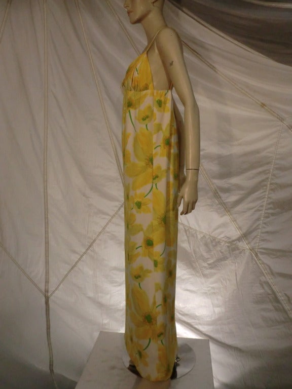 1960s James Galanos for Amelia Gray Daisy Print Column Gown w/ Silk Duster 3