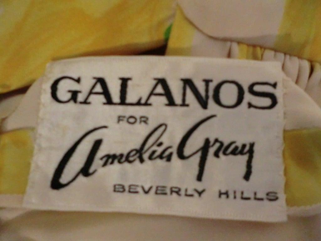1960s James Galanos for Amelia Gray Daisy Print Column Gown w/ Silk Duster 4
