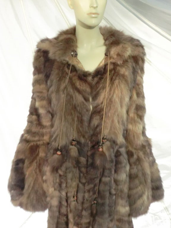 Dennis Basso Sable 'Reversible' Maxi Bohemian Coat In Excellent Condition In Gresham, OR