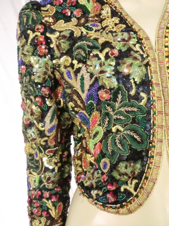 1983 Oscar de La Renta Heavily Embroidered and Beaded Evening Bolero In Excellent Condition In Gresham, OR