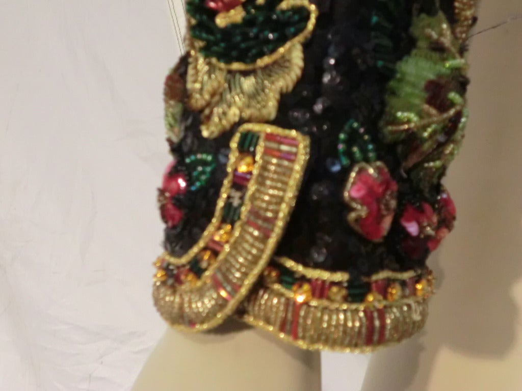 1983 Oscar de La Renta Stark bestickter und perlenbesetzter Abendbolero 2