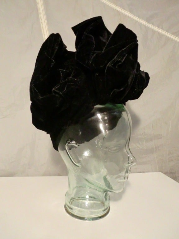 Women's 1940s Trina Roublon Velvet and Iridescent Lame Evening Hat