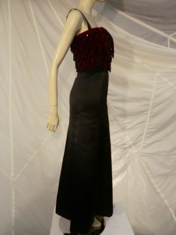 A beautiful James Galanos 1950s column gown with silk satin skirt and 