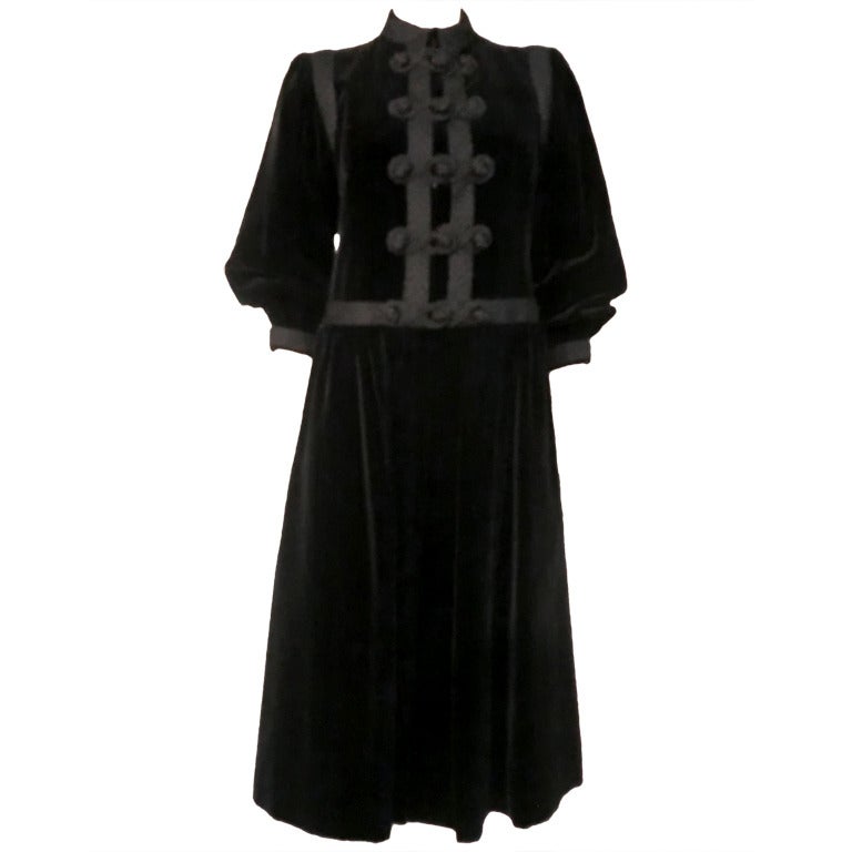 Yves Saint Laurent "Russian Collection" Velvet Coat and Skirt w/ Braid