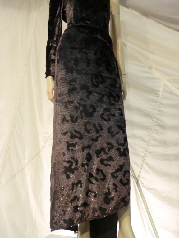 Geoffrey Beene Panne Velvet Asymmetrical Gown w/ Quilted Harness 2