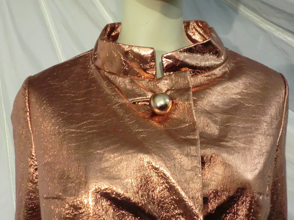 1960s Saks Fifth Avenue Mod Copper Metallic Raincoat 4