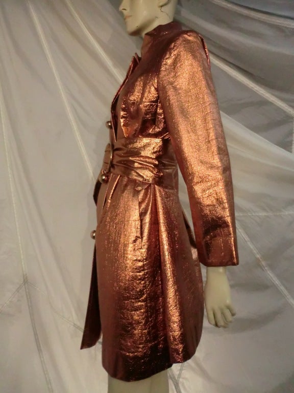 1960s Saks Fifth Avenue Mod Copper Metallic Raincoat 2