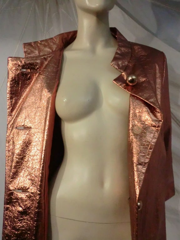 1960s Saks Fifth Avenue Mod Copper Metallic Raincoat 3