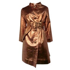 Vintage 1960s Saks Fifth Avenue Mod Copper Metallic Raincoat