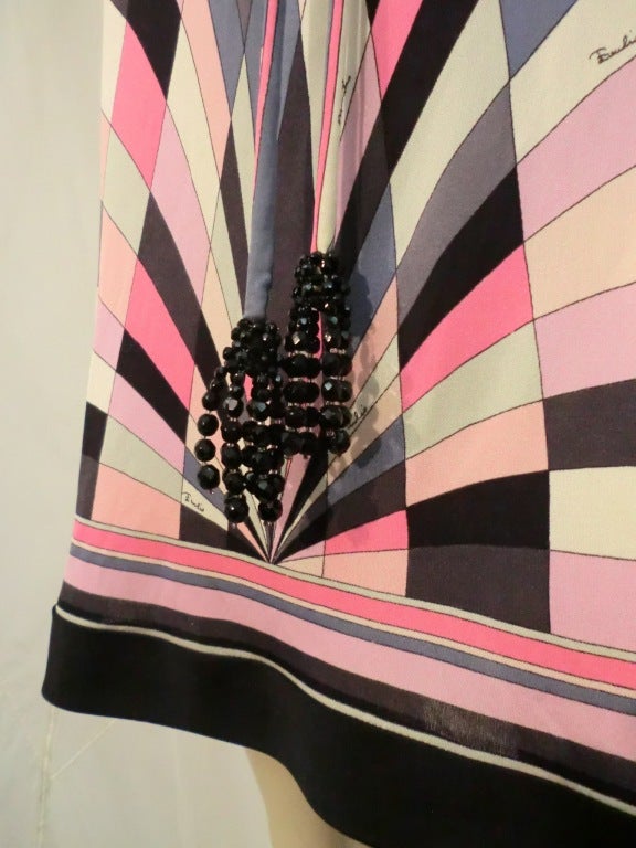1960s Emilio Pucci Silk Jersey Op-Art Print Mini Dress w/ Belt 1
