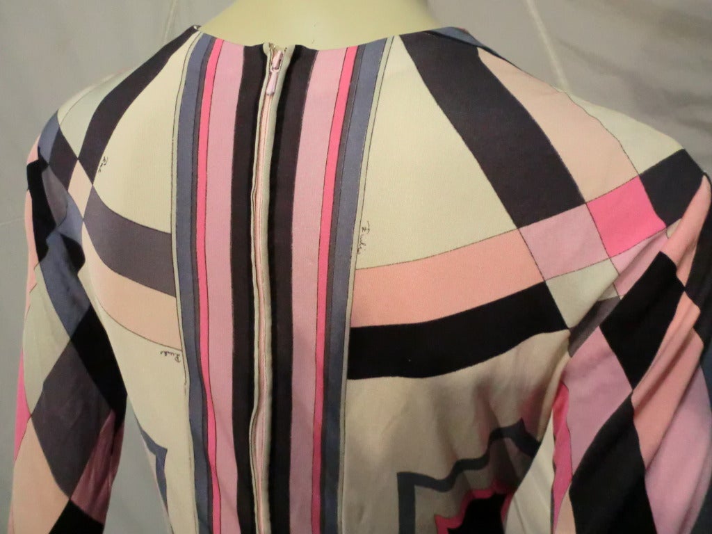 1960s Emilio Pucci Silk Jersey Op-Art Print Mini Dress w/ Belt 4