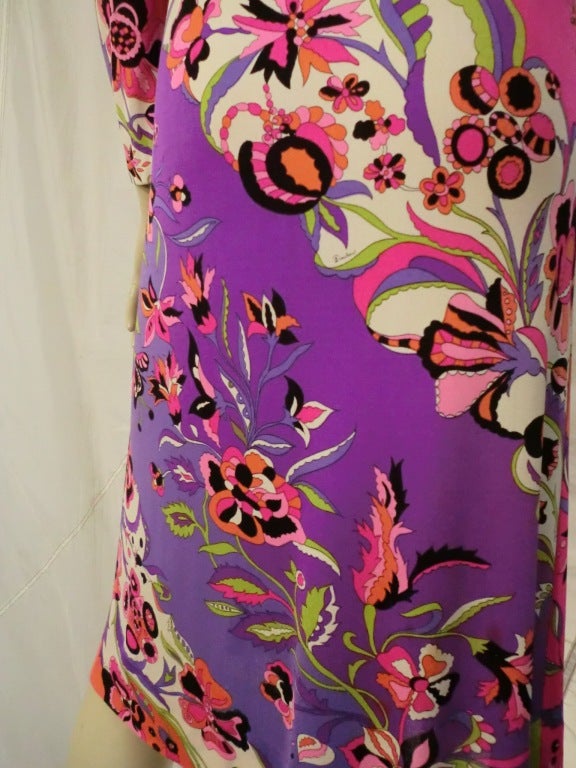 1960s Emilio Pucci Silk Jersey Psychedelic Print Dress in Pink, Purple and Black 1