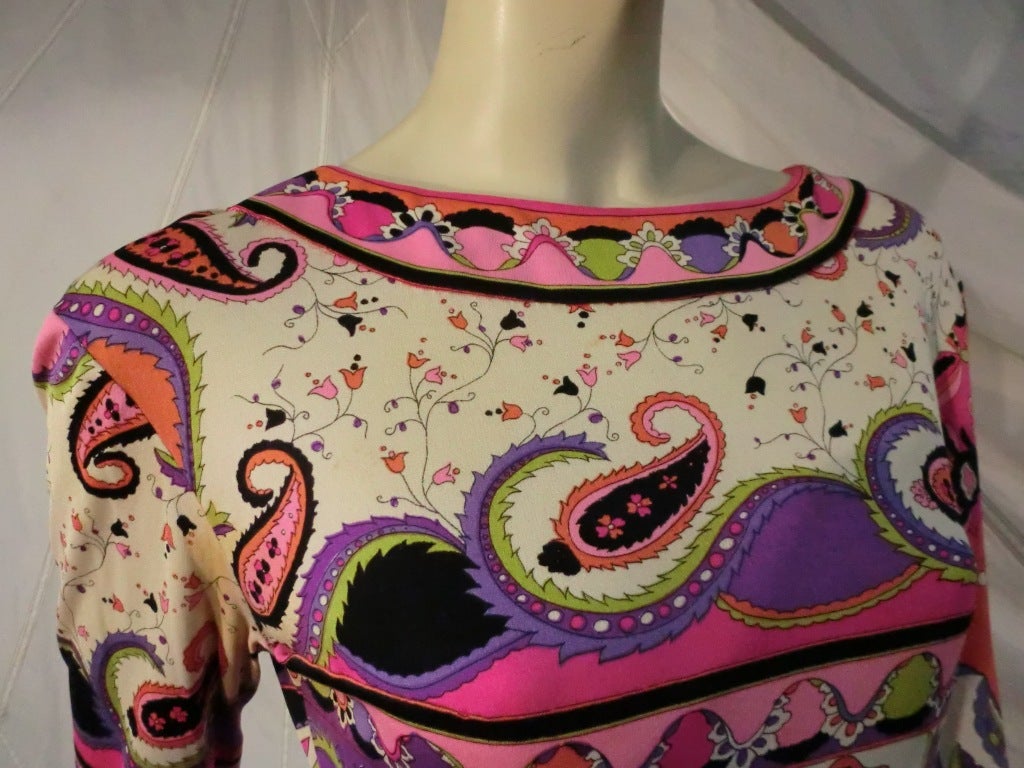 1960s Emilio Pucci Silk Jersey Psychedelic Print Dress in Pink, Purple and Black 2