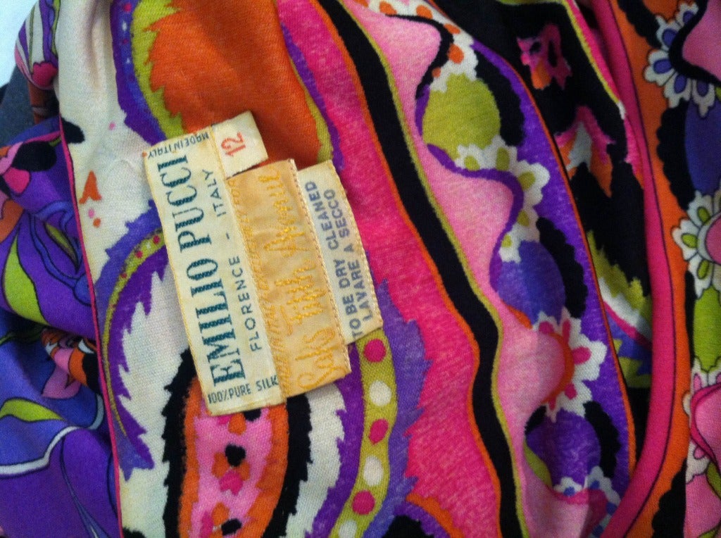 1960s Emilio Pucci Silk Jersey Psychedelic Print Dress in Pink, Purple and Black 5