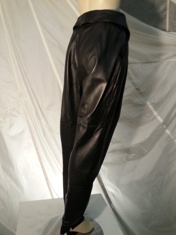 1980s Sangucci Italian Leather Pants w/ Fold-Over Waistband
